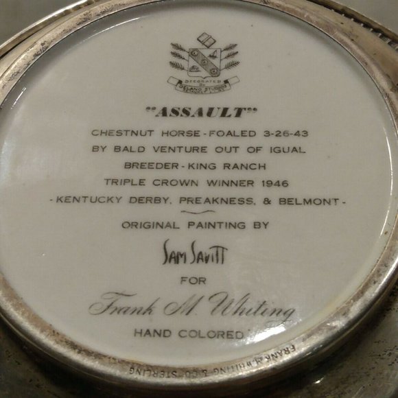 “Assault” sterling silver coaster  By Frank M Whiting Triple Crown Winner 1946 - Picture 5 of 5